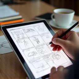 Pessoa desenhando um storyboard