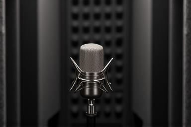 Microfone em uma cabine de gravação